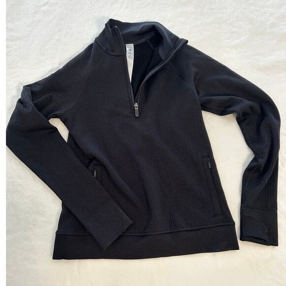 Lululemon Sweaters - Lululemon Women's Black Wool Blend Quarter Zip Size 4